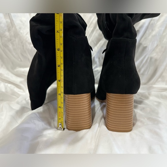 Knee high black scrunch boots faux suede size 8 - Picture 4 of 6